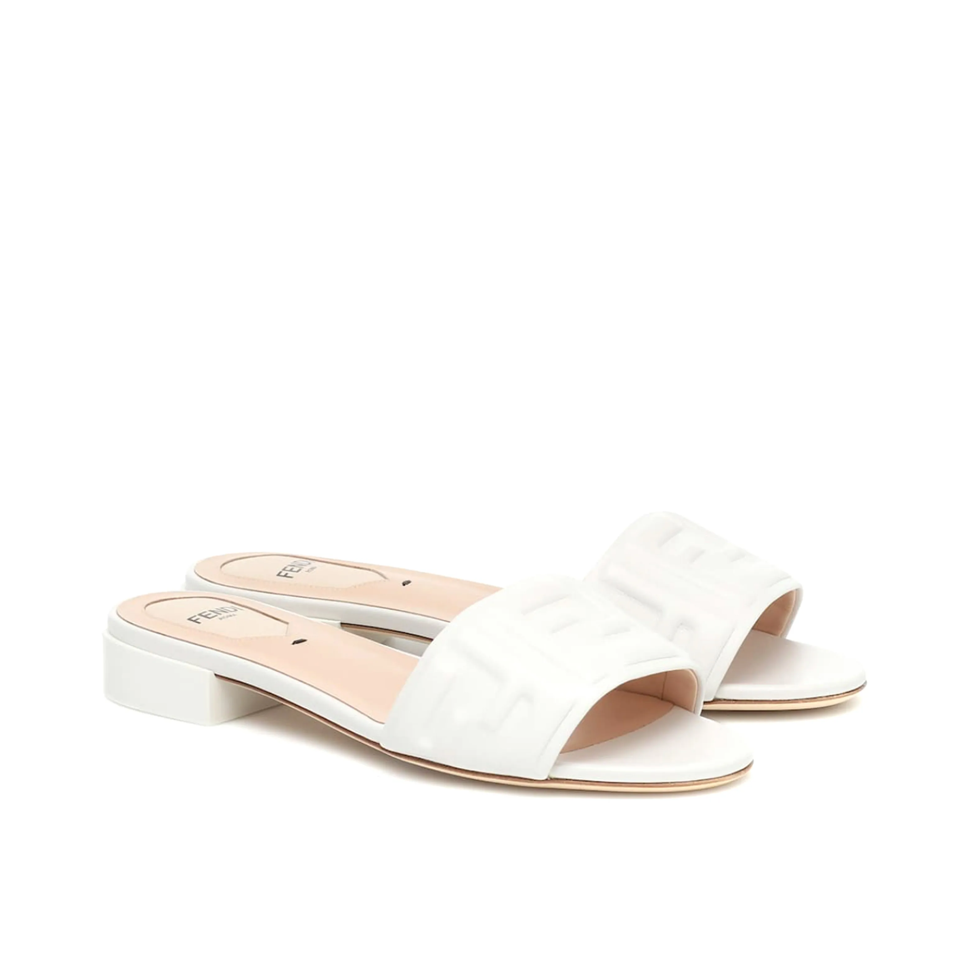 Fendi Silk Cowhide Slippers White