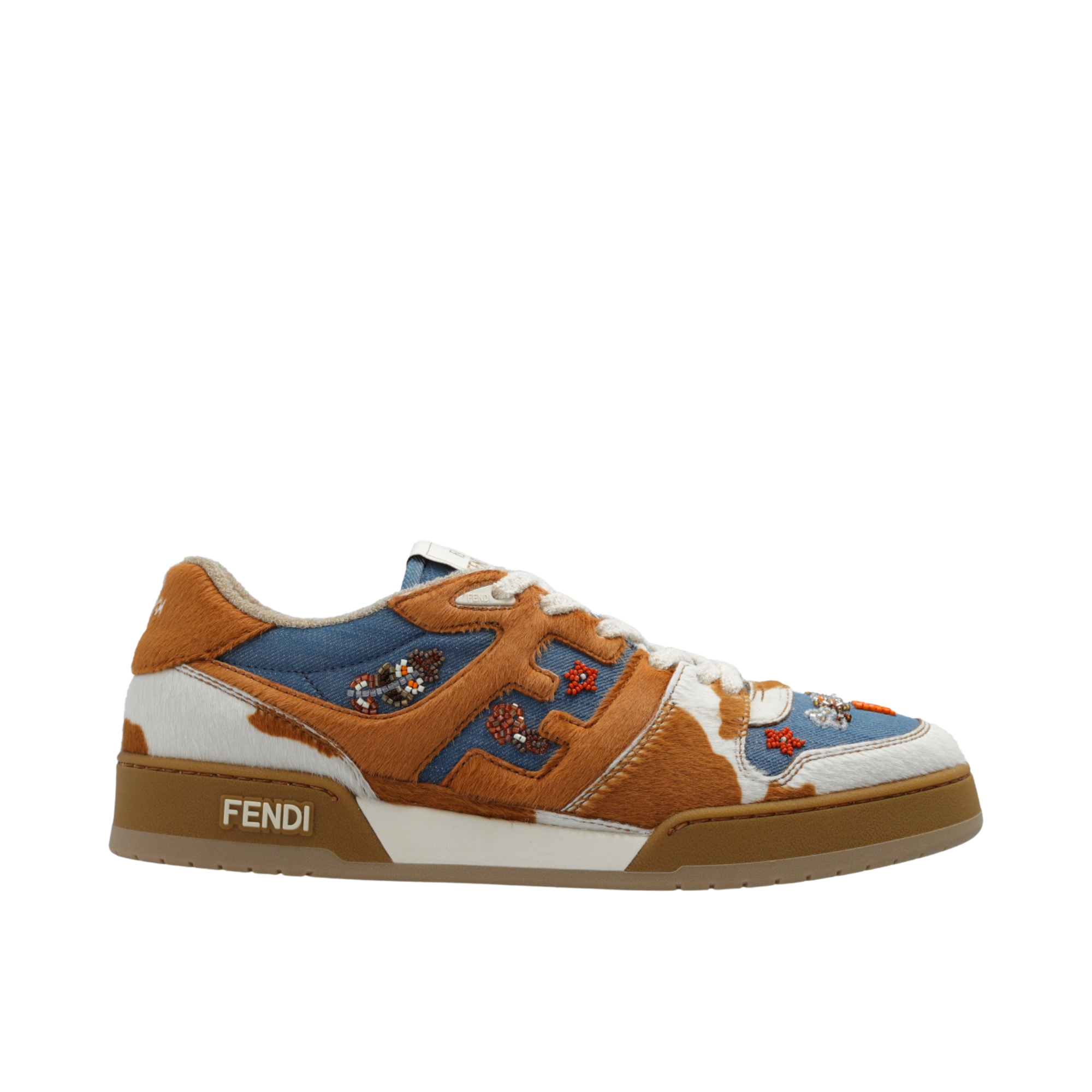 Fendi Match Suede Low Tops Brown And Blue
