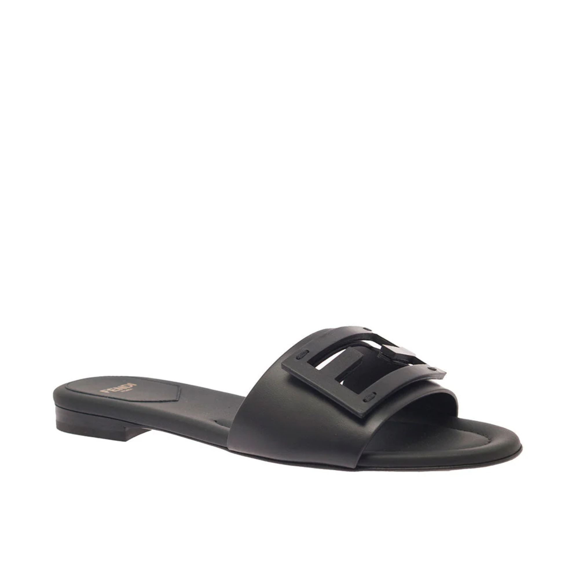 Fendi Signature Leather Sandals Slide Black 0400014271536
