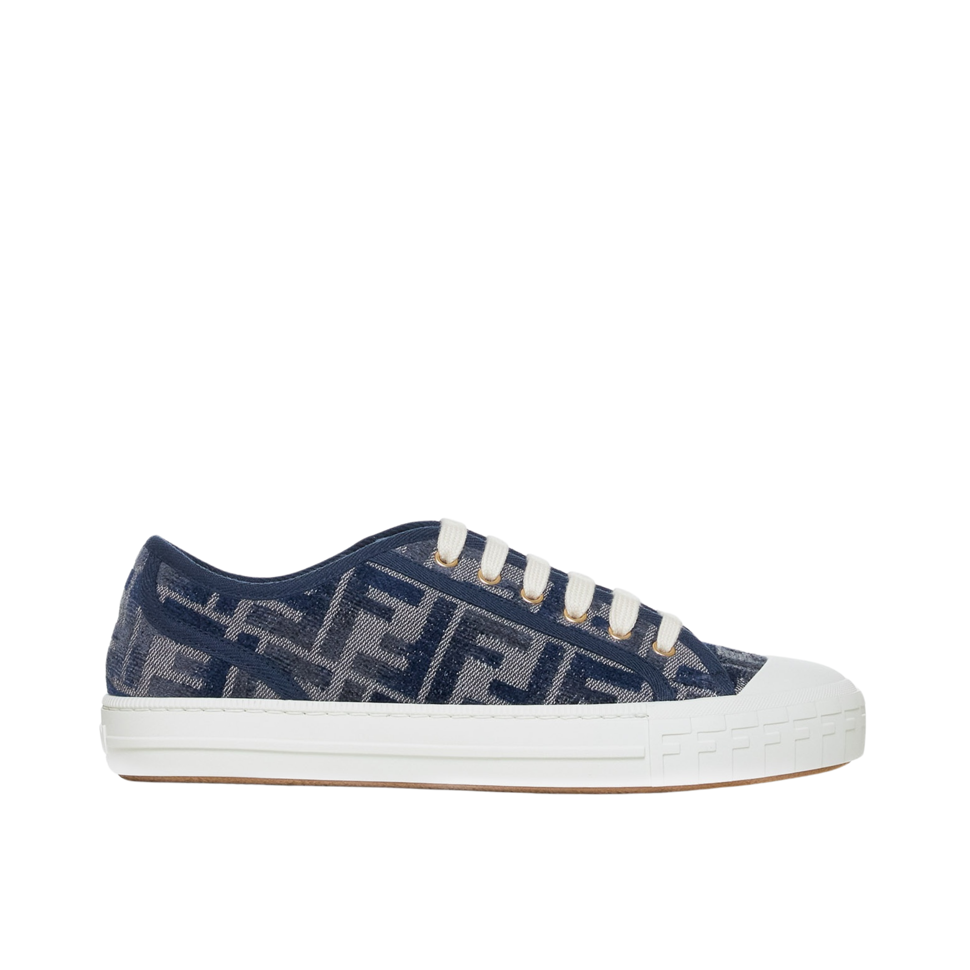 Fendi Domino Ff Denim Low Top Sneakers Blue