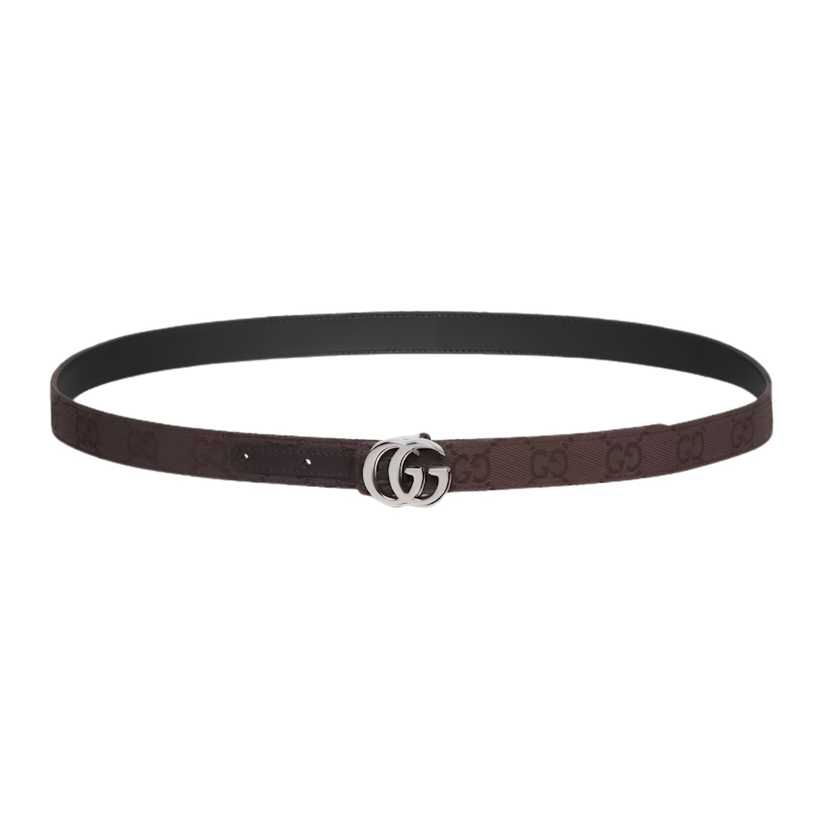 Gucci Reversible GG Marmont Thin Belt Brown And Black GG Canvas A002CC FAGA9 2549