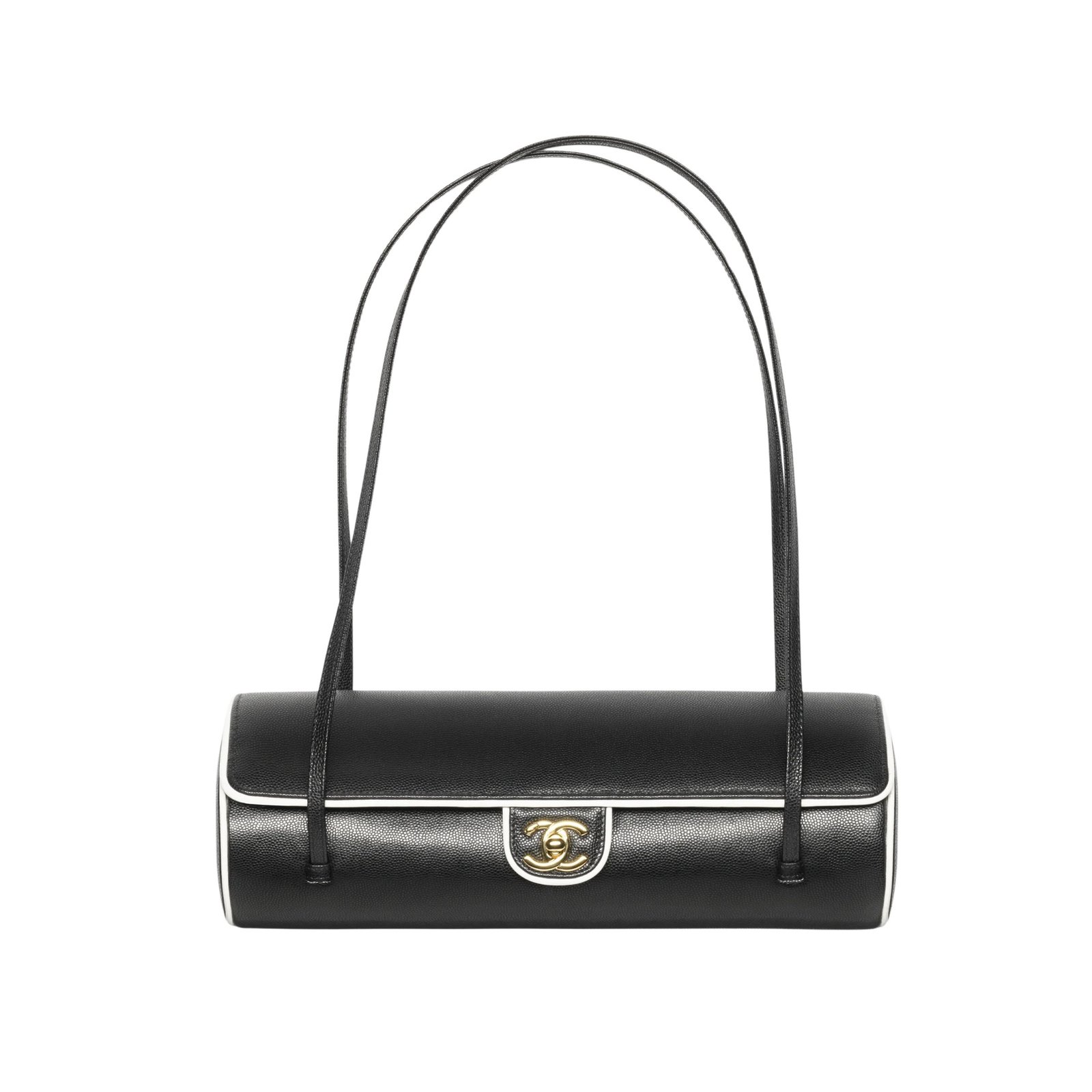 Chanel Large Bowling Bag Grained Calfskin, Sheepskin & Gold-plated Metal 30cm/11.8in Black & White AS6181