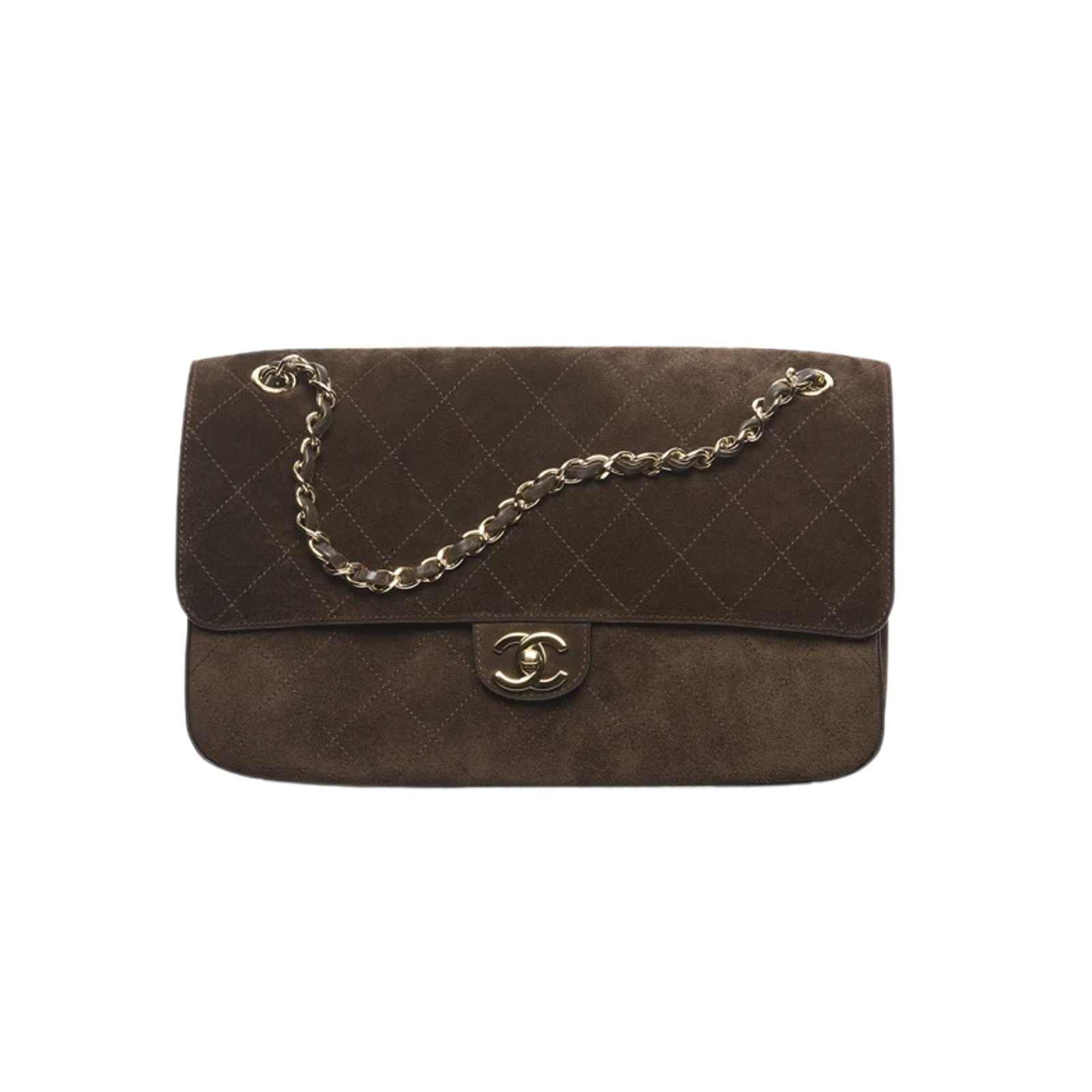 Chanel Large Flap Bag Suede Calfskin 32cm/12.6in Dark Brown AS6281