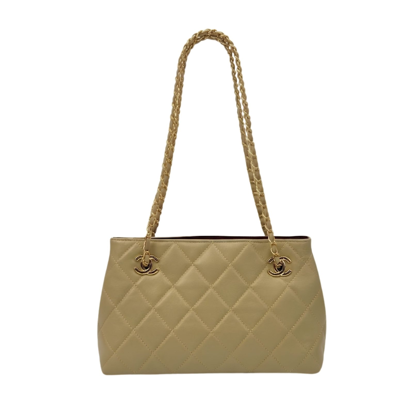 Chanel Mini Shopping Bag Lambskin & Gold-tone Metal Yellow Color 25cm/9.8in