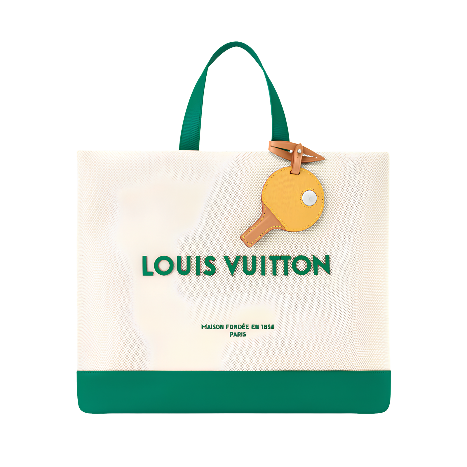 Louis Vuitton MM Shopper Tote Bag 40cm/15.7in Ecru White/Grass Green M29327