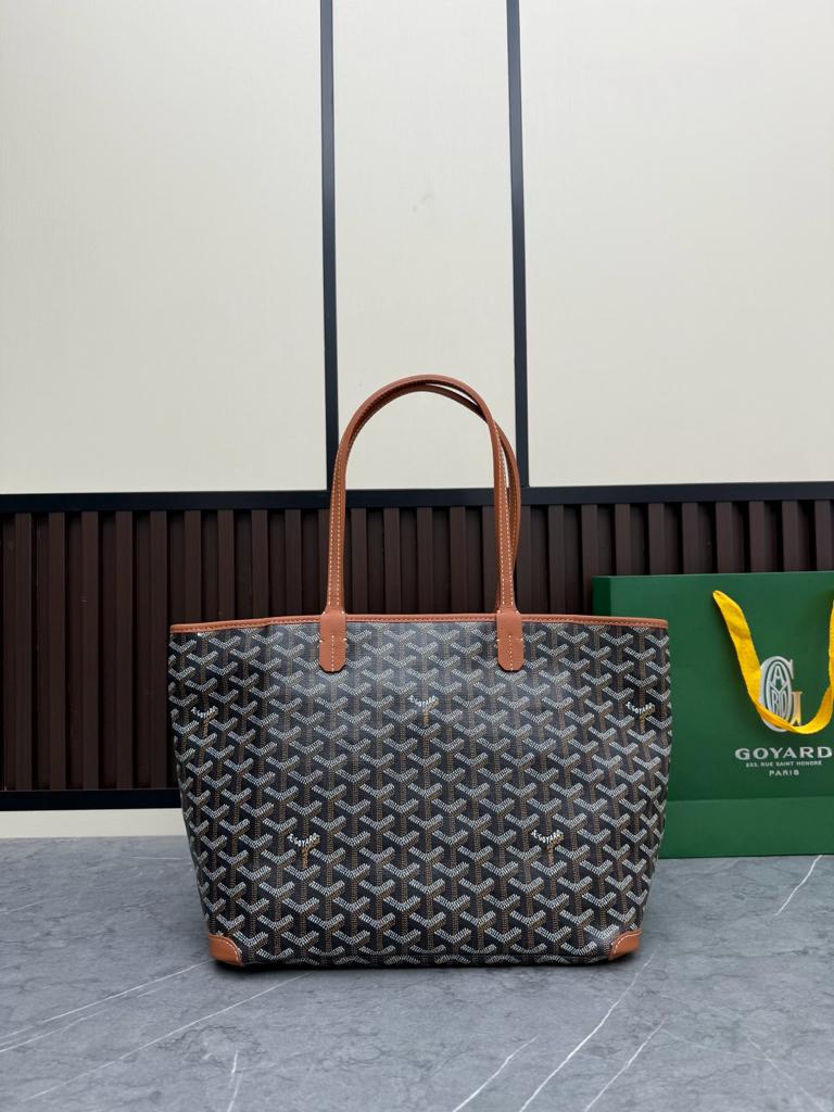 Goyard Saint Louis Gm 30Cm Black And Tan Canvas